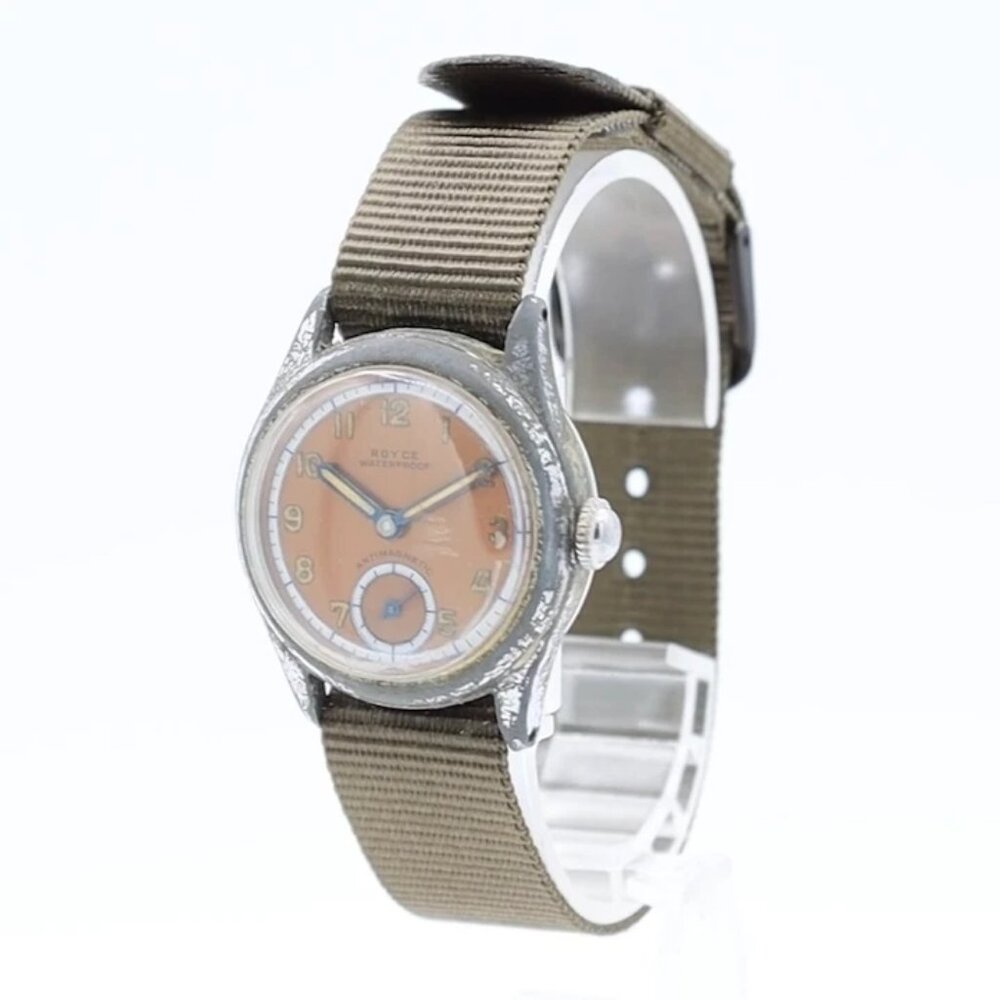 Vintage 29mm Royce 9181 Military Men's Mechanical Wristwatch Swiss Steel Runs
